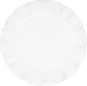 Vietri Giorno Service Plate/Charger - 13" D Handmade Italian Stoneware - Scalloped Dinner Table Trim/Serving Dish, White