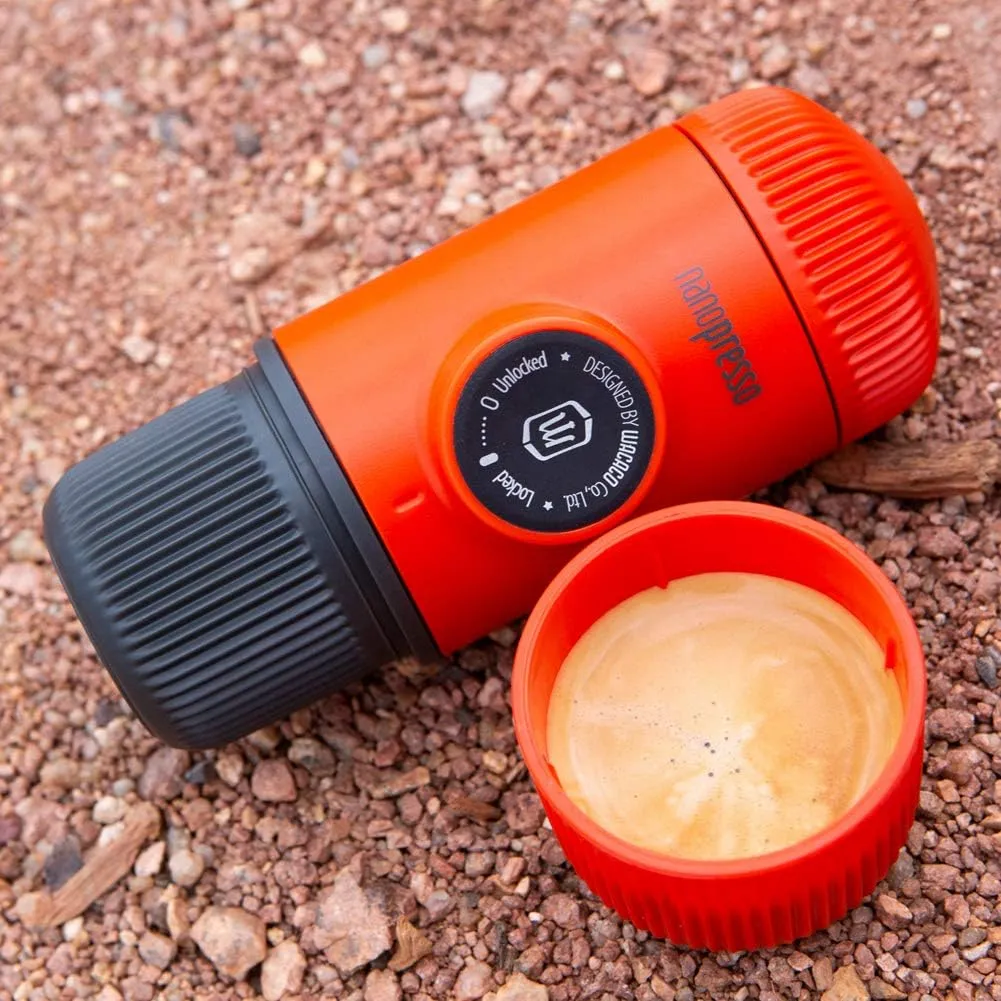 WACACO Nanopresso Portable Espresso Maker Bundled with Protective Case, Mini Travel Coffee Machine, Perfect for Camping, Travel Thanksgiving Christmas Coffee Present (Elements Lava Red)