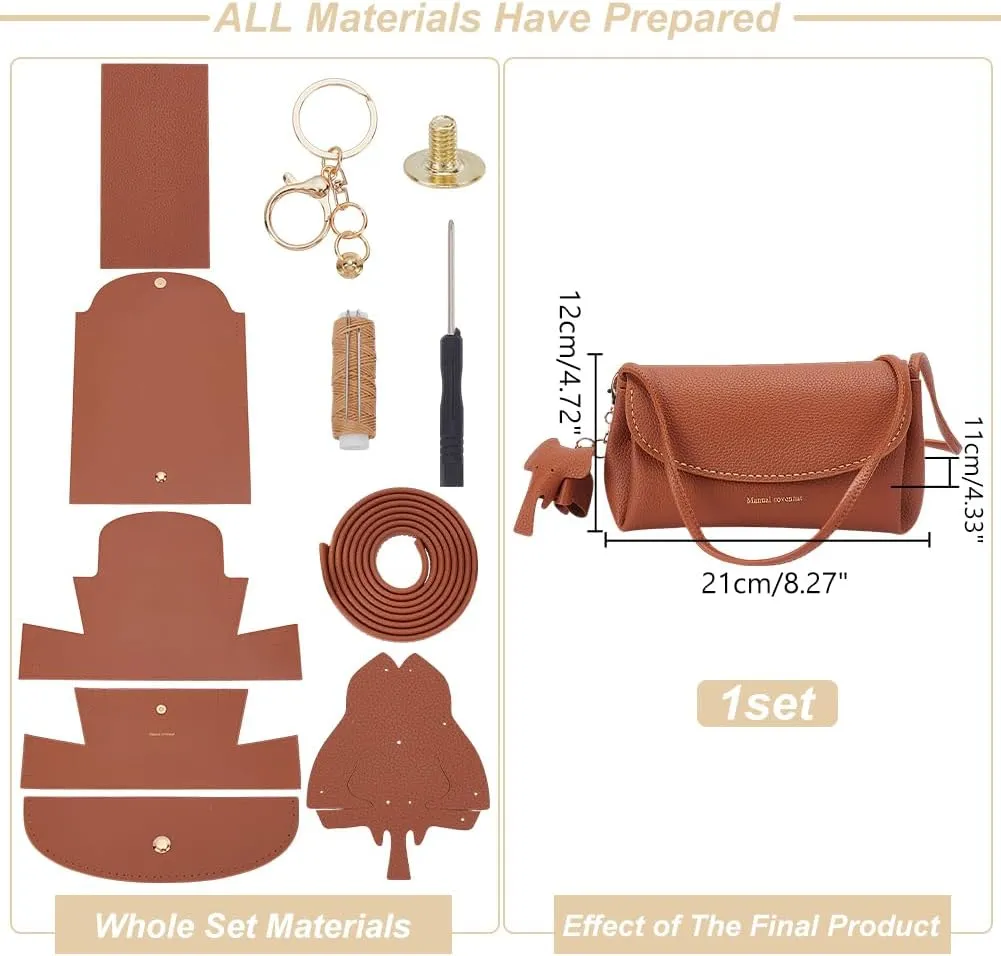 WADORN PU Leather Crossbody Making Kit, DIY Handmade Bag Sewing Accessories for DIY Purse Making Shoulder Bag Stitched Making Materials Set for Woman Birthday Holiday DIY Craft, Peru