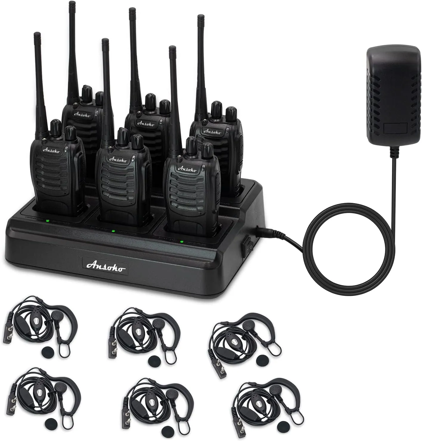 Walkie Talkies for Adults Long Range Rechargeable 2-Way Radio Walkie Talkie with 6-Bank Gang Charger and Spare Batteries (6 Pack)