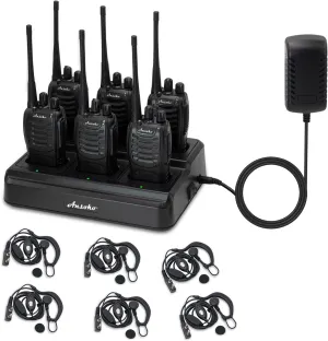 Walkie Talkies for Adults Long Range Rechargeable 2-Way Radio Walkie Talkie with 6-Bank Gang Charger and Spare Batteries (6 Pack)