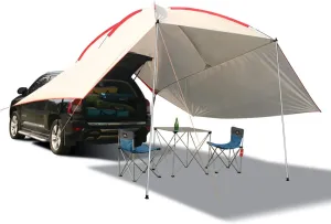 Waterproof Car Awning Sun Shelter, Portable Camping Tarp Canopy Tailgate Sun Shade for Camping, SUV, Truck, Van, Beach, Beige