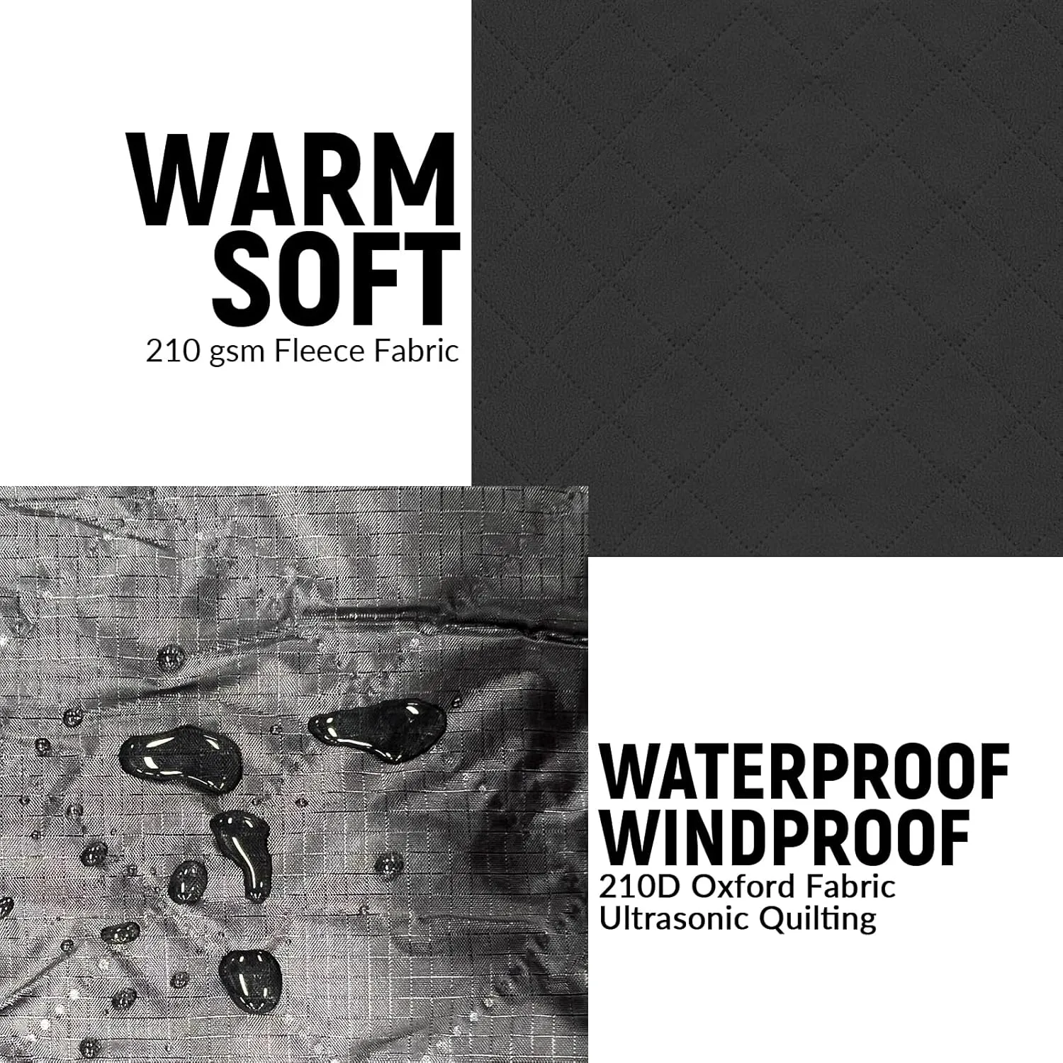 Waterproof Stadium Blanket for Cold Weather, Soft Warm Windproof Fleece Blanket for Outdoor Sports, Camping, Picnic, Beach, Car, Pets, Machine Washable 77"x55", Black