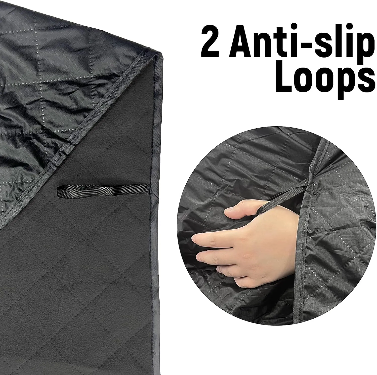 Waterproof Stadium Blanket for Cold Weather, Soft Warm Windproof Fleece Blanket for Outdoor Sports, Camping, Picnic, Beach, Car, Pets, Machine Washable 77"x55", Black