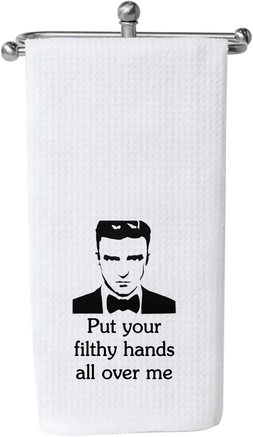 WCGXKO Put Your Filthy Hands All Over Me Inspired Decorative Flour Sack Dish Towel (Filthy Hands)
