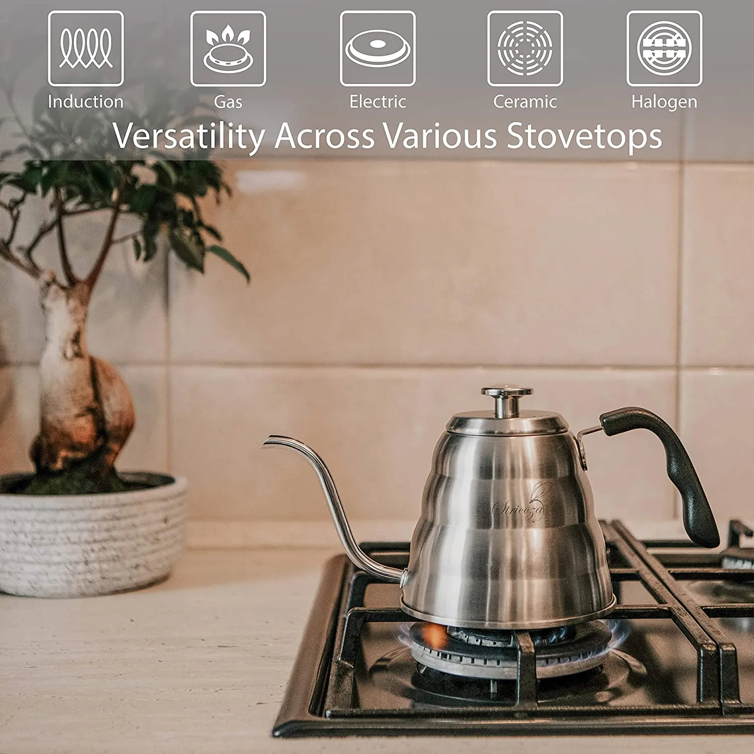 WENEGG Pour Over Coffee Kettle with Thermometer for Exact Temperature 40 fl oz - Premium Stainless Steel Gooseneck Tea Kettle for Drip Coffee, French Press and Tea (Black)