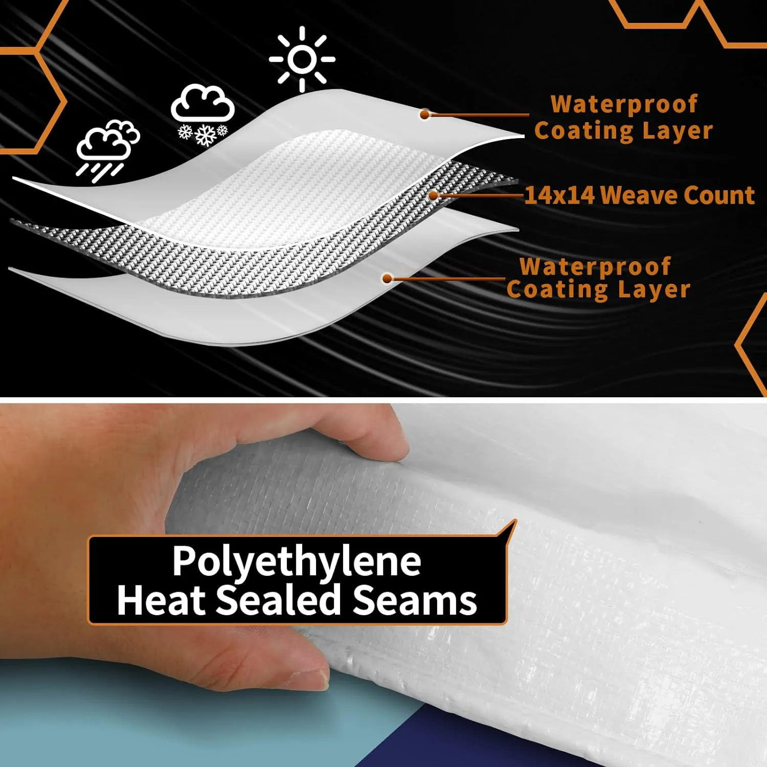 White Heavy Dut Waterproof Tarp 6' x 20', 10 Mil Thick, High Durability, Rip and Tear Resistant with Metal Grommets Every 20 Inches