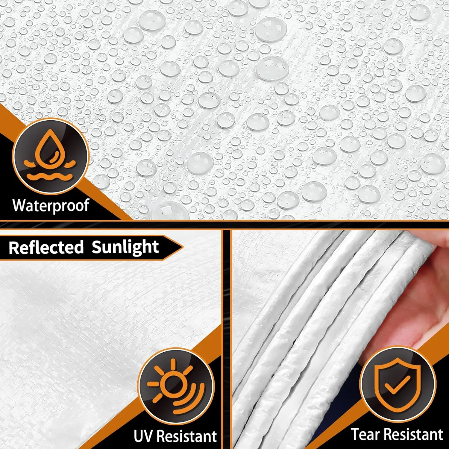 White Heavy Dut Waterproof Tarp 6' x 20', 10 Mil Thick, High Durability, Rip and Tear Resistant with Metal Grommets Every 20 Inches