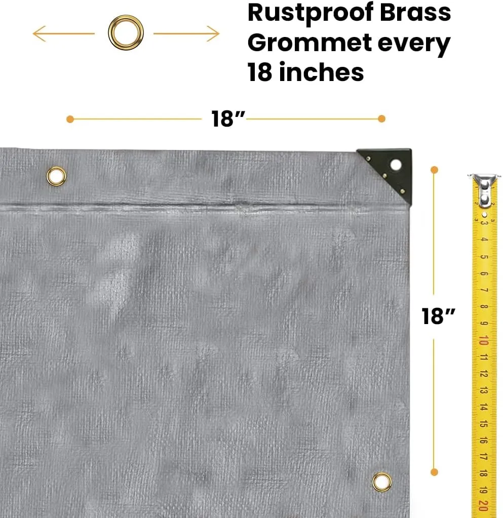 WHITEDUCK Super Heavy Duty Poly Tarp Cover 16 Mil & 10 Mil with Grommets and Reinforced Edges (Brown, White & Silver Black) (Silver Black- 16 Mil, 8' x 10')
