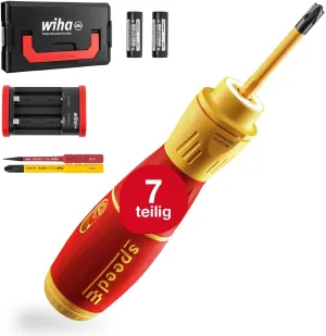 Wiha SpeedE® II Electric Screwdriver (44318) 7-Piece (SlimBits, Batteries, USB Charging Cable, L-Boxx Mini), Torque 0.4 nm   1 nm LED Light
