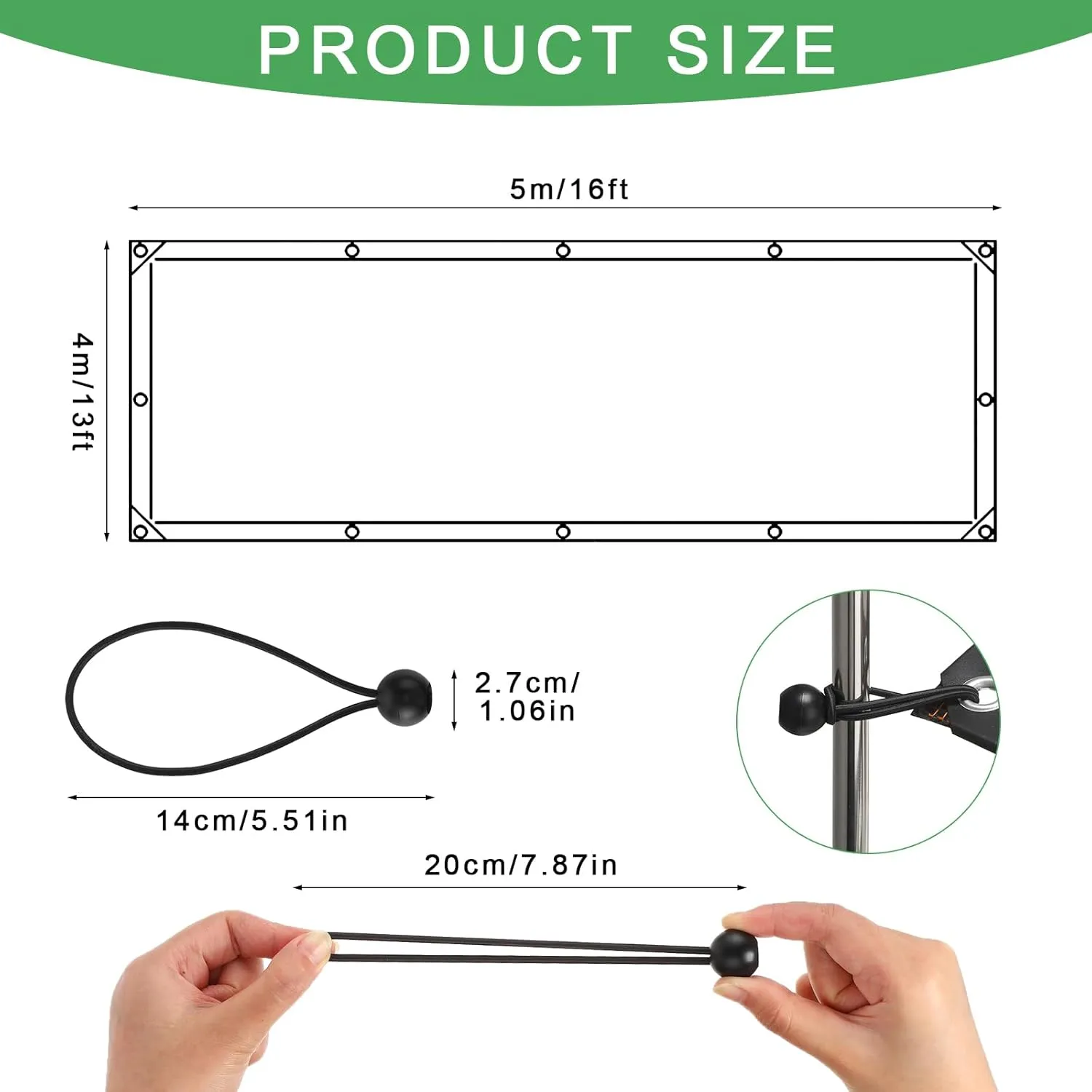 Windyun 2 Pack Heavy Duty Clear Tarps with Reinforced Edge Plastic Tarp Waterproof Plastic Cover Greenhouse Patio with 16 Elastic Rope and 2 Nylon Rope for Garden Furniture(13 x 16 ft)
