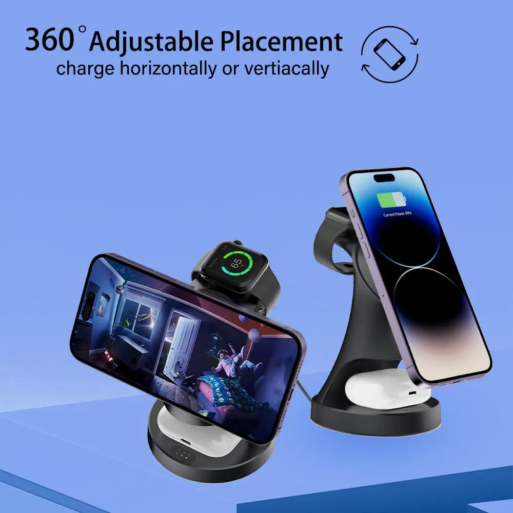 Wireless Charger,3 in 1 Magnetic Wireless Charger Stand, Fast Wireless Charging Dock for iPhone16/15/14/13/12 Series, Apple Watch Series, AirPods Pro.