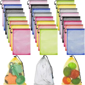 Woanger 48 Pcs Nylon Mesh Drawstring Bags 8 x 12 Inches Mesh Laundry Bag Basketball Soccer Bag Stuff Sack Nylon Bags Camping Nylon Drawstring