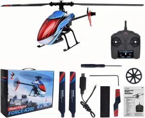 XK K200 RC Helicopter for Adults, 2.4GHz 4 Channel RC Aircraft with 6-Axis Gyro, Positioning, Altitude Hold, One Key Take Off/Landing, Easy to Fly for Adults Beginners - 1 Battery
