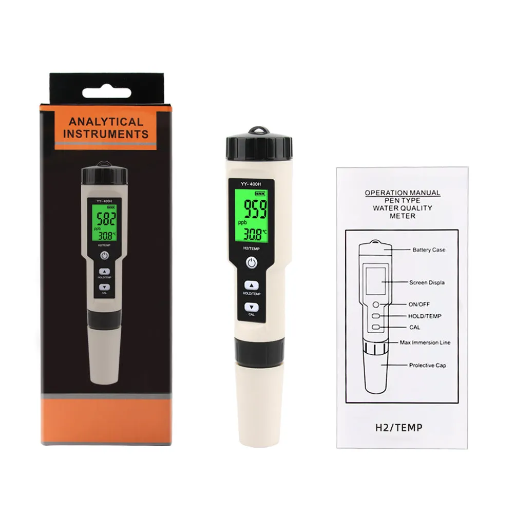 YIERYI H2/TEMP Meter, Hydrogen Ion Water Quality Monitor Tester ATC for Drinking Aquariums Laboratory