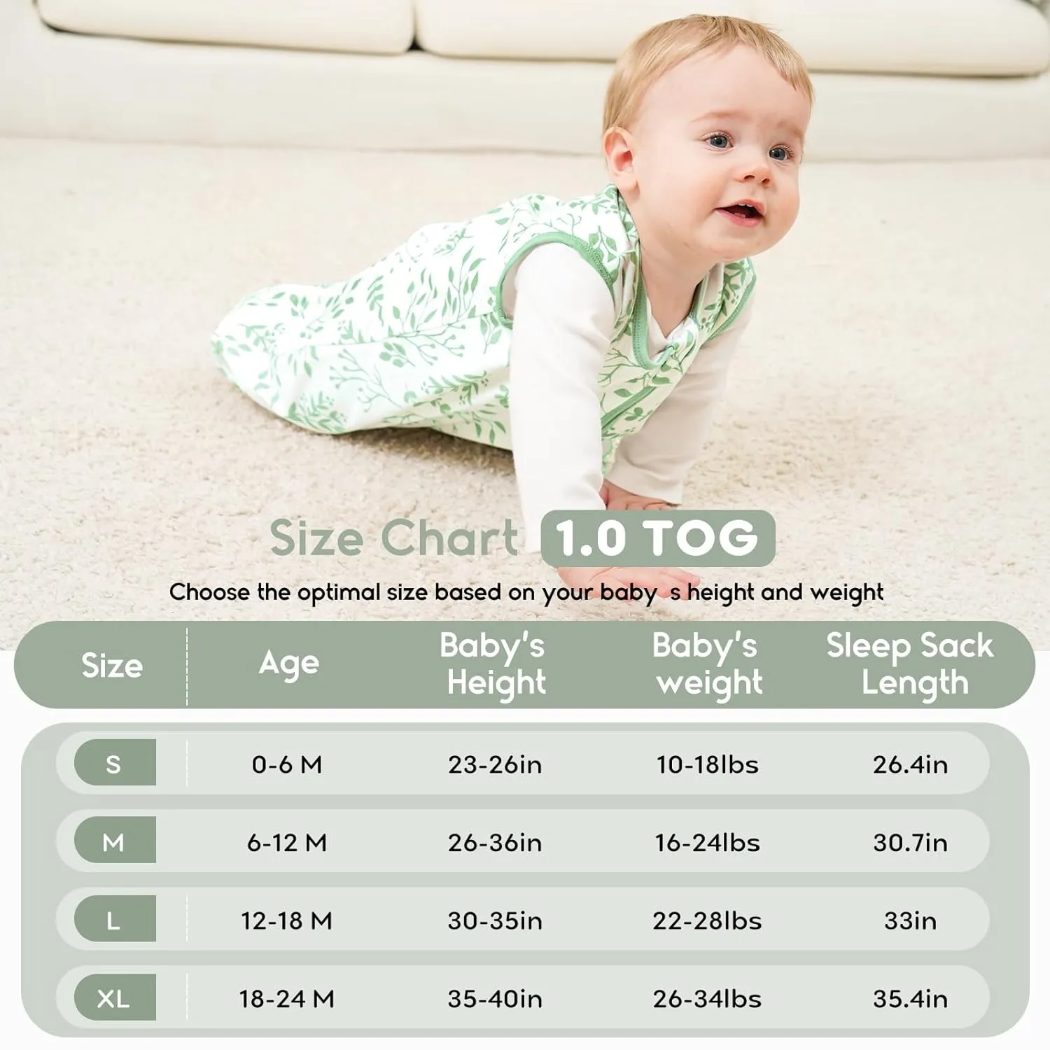 Yoofoss Baby Sleep Sack 18-24 Months TOG 1.0 Baby Wearable Blanket, 2 Pack 100% Organic Cotton Infant Toddler Sleeping Sack 2-Way Zipper Lightweight Sleep Sack