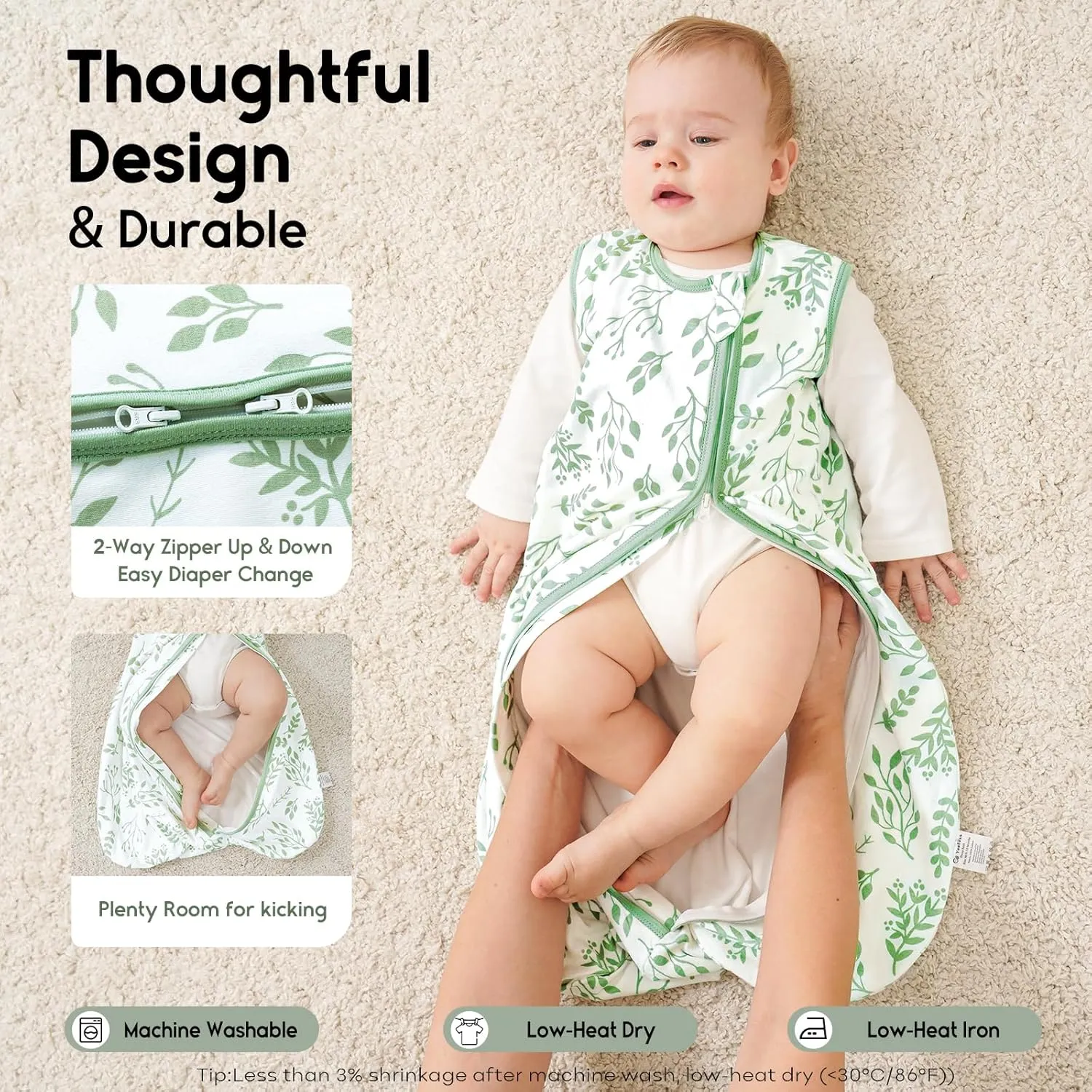 Yoofoss Baby Sleep Sack 18-24 Months TOG 1.0 Baby Wearable Blanket, 2 Pack 100% Organic Cotton Infant Toddler Sleeping Sack 2-Way Zipper Lightweight Sleep Sack