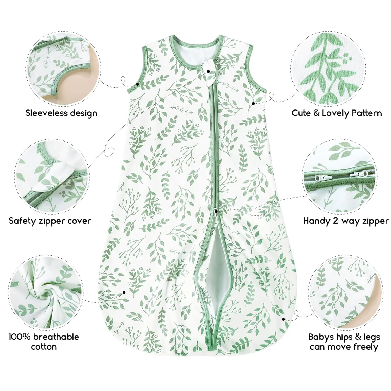 Yoofoss Baby Sleep Sack 18-24 Months TOG 1.0 Baby Wearable Blanket, 2 Pack 100% Organic Cotton Infant Toddler Sleeping Sack 2-Way Zipper Lightweight Sleep Sack