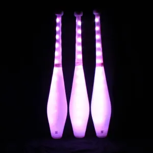 Zeekio - Multi-Color LED Light Up Juggling Clubs - with Charger & Wireless Remote - for Beginners, All Levels - Bright & Vibrant Colors Durable - 20.5”L - Set of 3